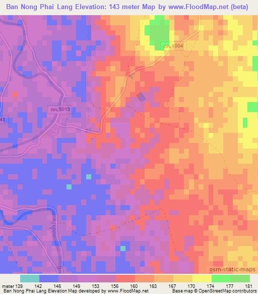 Ban Nong Phai Lang,Thailand Elevation Map