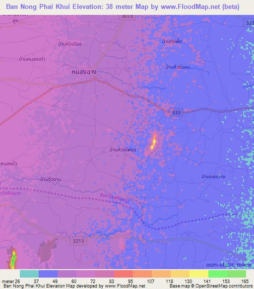 Ban Nong Phai Khui,Thailand Elevation Map