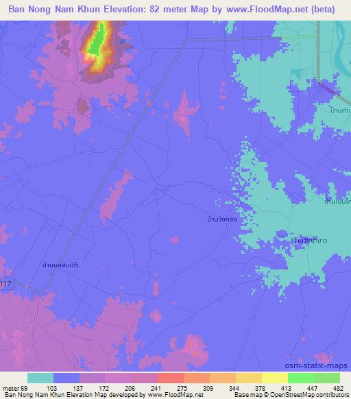 Ban Nong Nam Khun,Thailand Elevation Map