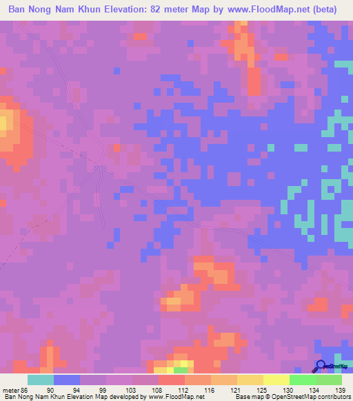 Ban Nong Nam Khun,Thailand Elevation Map