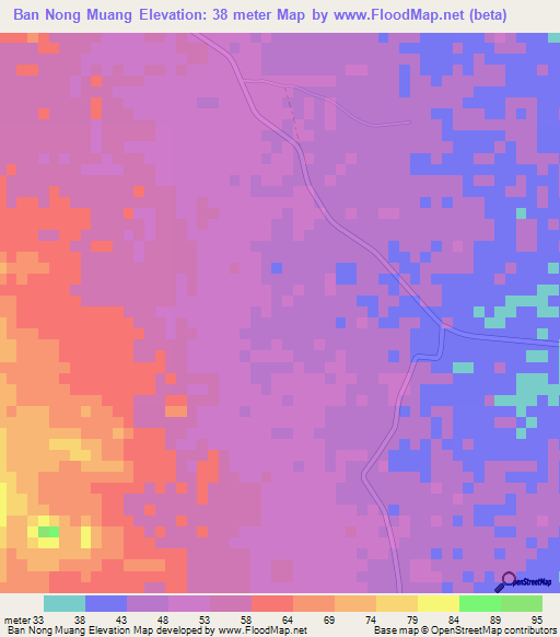 Ban Nong Muang,Thailand Elevation Map
