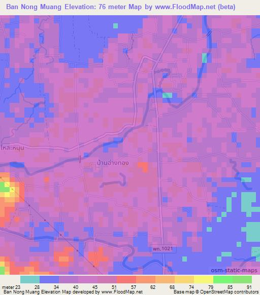 Ban Nong Muang,Thailand Elevation Map