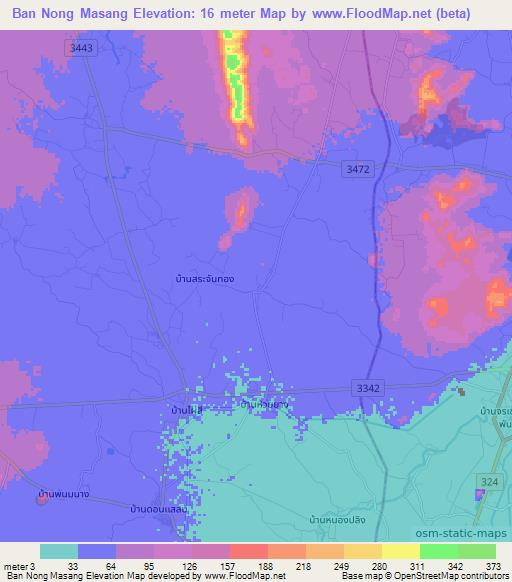 Ban Nong Masang,Thailand Elevation Map