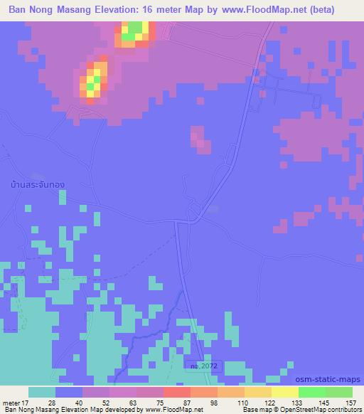 Ban Nong Masang,Thailand Elevation Map
