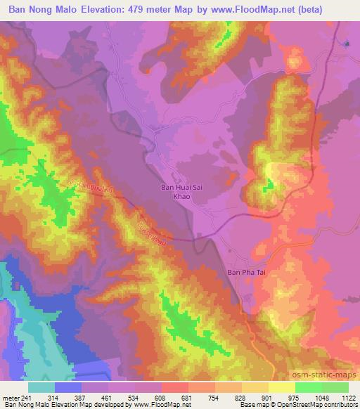Ban Nong Malo,Thailand Elevation Map