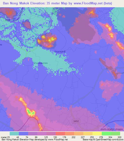 Ban Nong Makok,Thailand Elevation Map