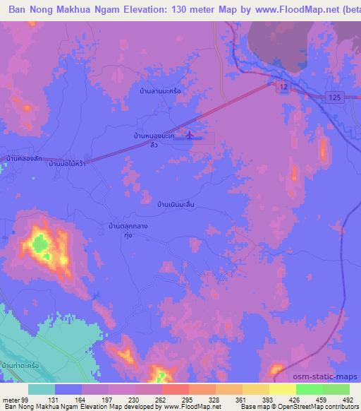 Ban Nong Makhua Ngam,Thailand Elevation Map