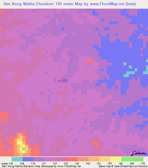 Ban Nong Makha,Thailand Elevation Map