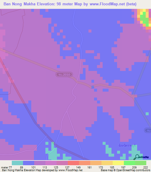 Ban Nong Makha,Thailand Elevation Map