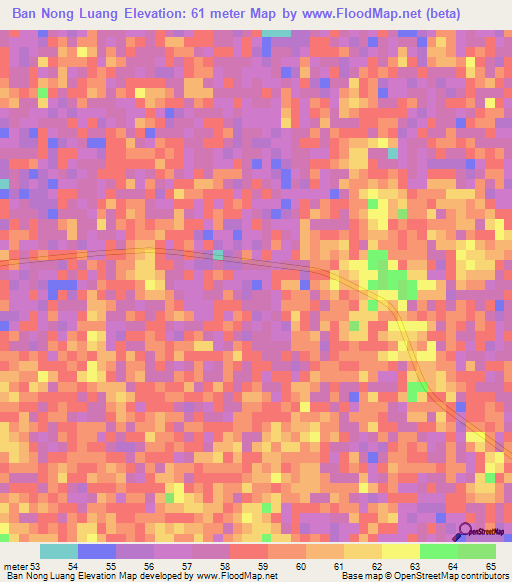 Ban Nong Luang,Thailand Elevation Map