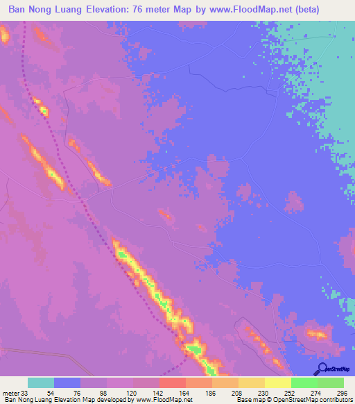 Ban Nong Luang,Thailand Elevation Map