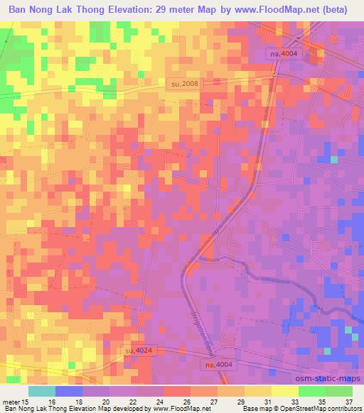 Ban Nong Lak Thong,Thailand Elevation Map