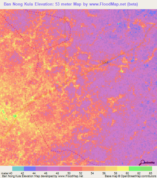 Ban Nong Kula,Thailand Elevation Map