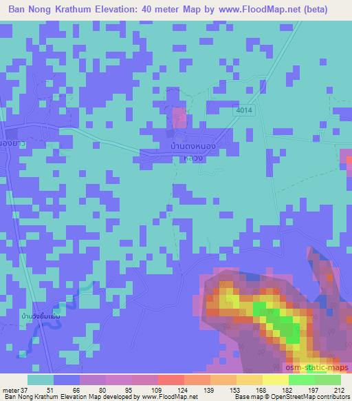 Ban Nong Krathum,Thailand Elevation Map