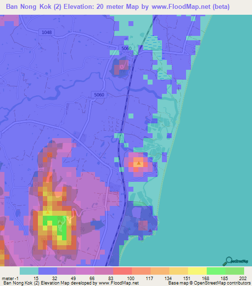 Ban Nong Kok (2),Thailand Elevation Map