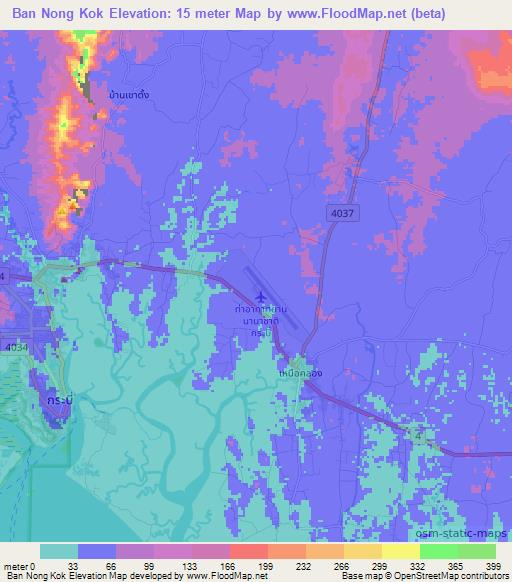 Ban Nong Kok,Thailand Elevation Map