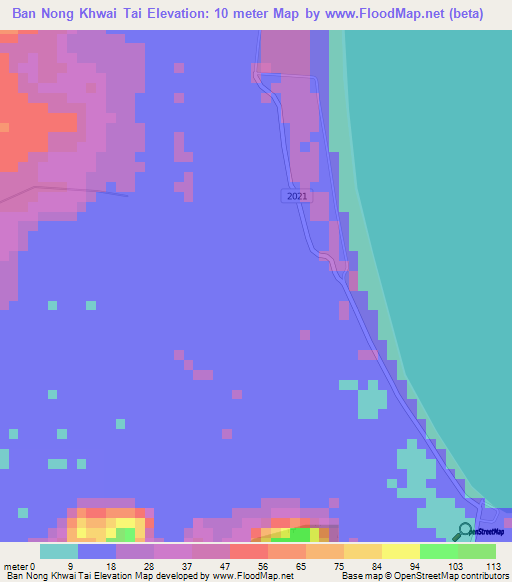 Ban Nong Khwai Tai,Thailand Elevation Map