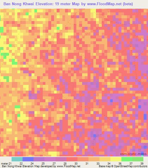 Ban Nong Khwai,Thailand Elevation Map