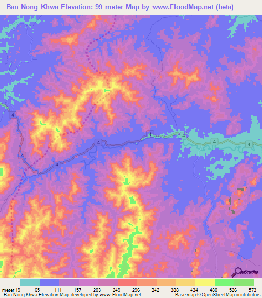 Ban Nong Khwa,Thailand Elevation Map