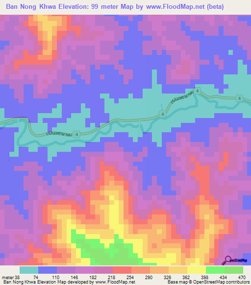 Ban Nong Khwa,Thailand Elevation Map