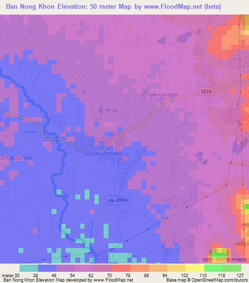 Ban Nong Khon,Thailand Elevation Map
