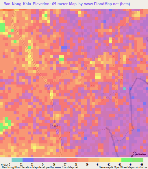 Ban Nong Khla,Thailand Elevation Map