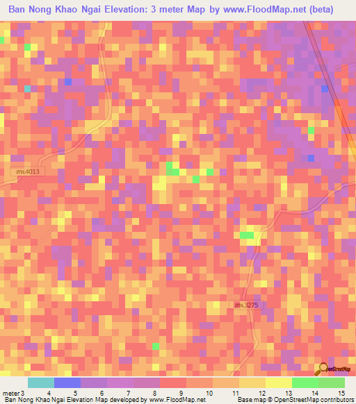 Ban Nong Khao Ngai,Thailand Elevation Map