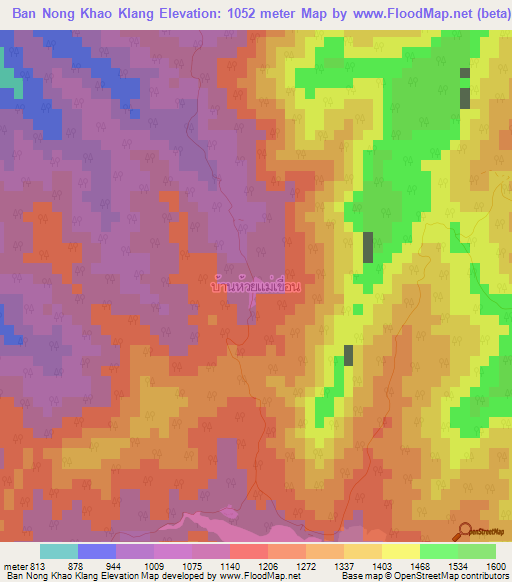 Ban Nong Khao Klang,Thailand Elevation Map