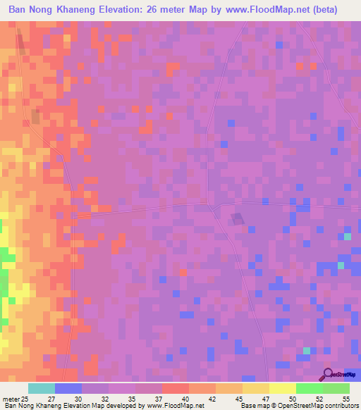 Ban Nong Khaneng,Thailand Elevation Map