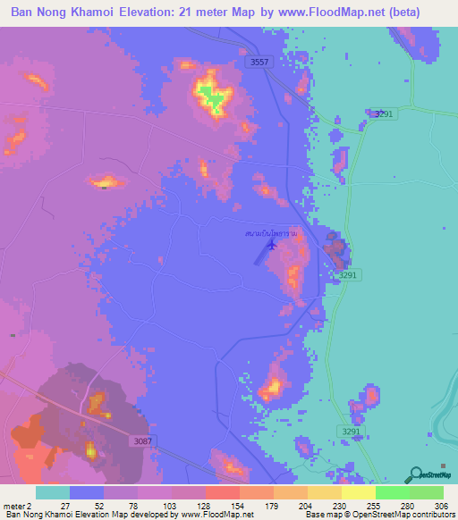 Ban Nong Khamoi,Thailand Elevation Map