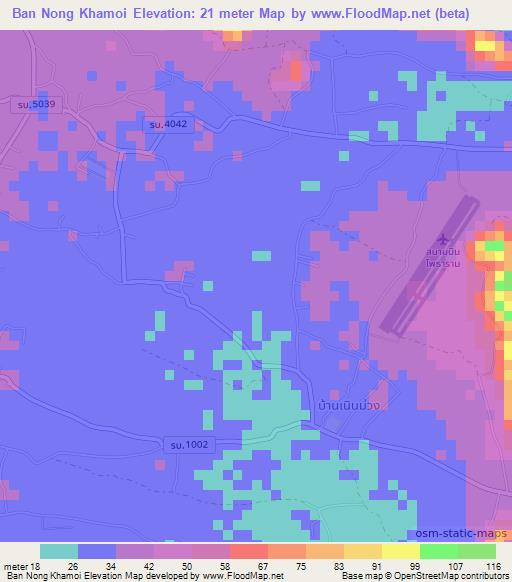 Ban Nong Khamoi,Thailand Elevation Map