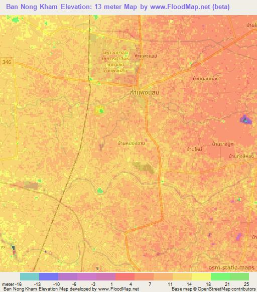 Ban Nong Kham,Thailand Elevation Map