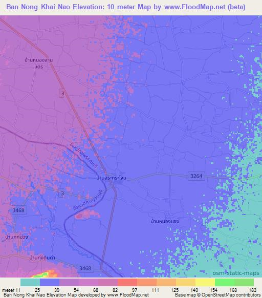 Ban Nong Khai Nao,Thailand Elevation Map