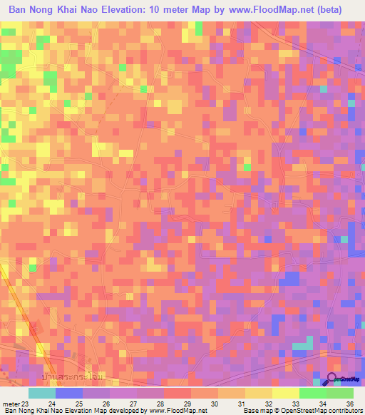 Ban Nong Khai Nao,Thailand Elevation Map