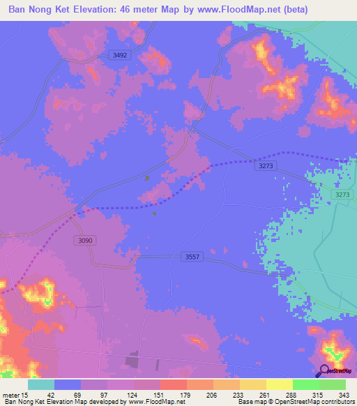 Ban Nong Ket,Thailand Elevation Map