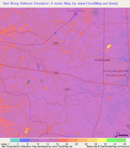 Ban Nong Kathum,Thailand Elevation Map