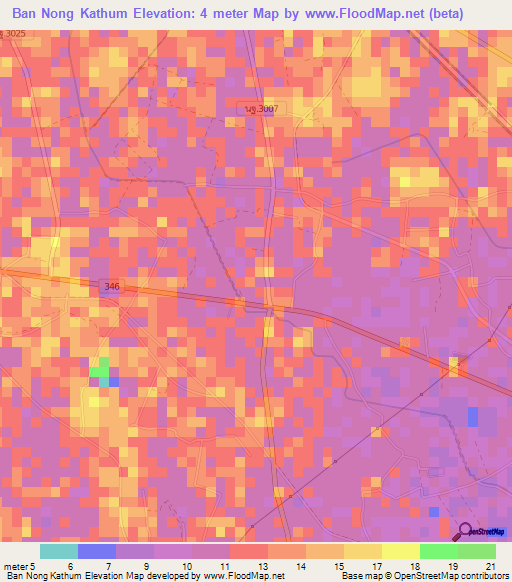 Ban Nong Kathum,Thailand Elevation Map