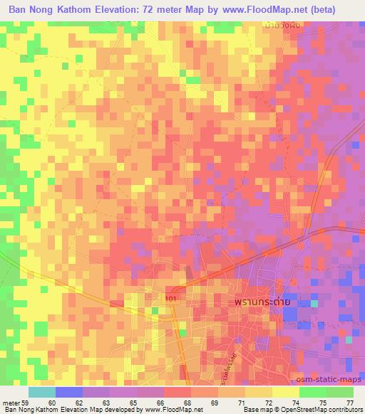 Ban Nong Kathom,Thailand Elevation Map