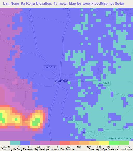 Ban Nong Ka Rong,Thailand Elevation Map
