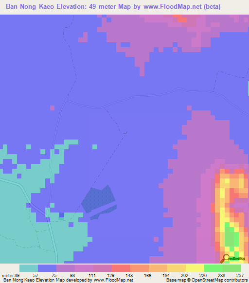 Ban Nong Kaeo,Thailand Elevation Map
