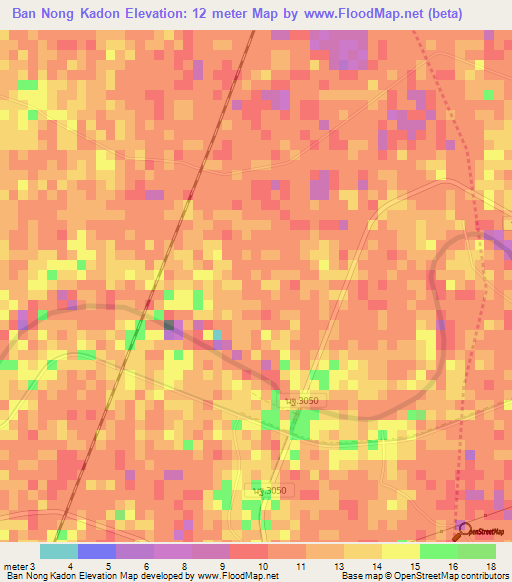 Ban Nong Kadon,Thailand Elevation Map