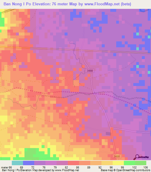 Ban Nong I Po,Thailand Elevation Map