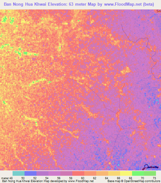 Ban Nong Hua Khwai,Thailand Elevation Map
