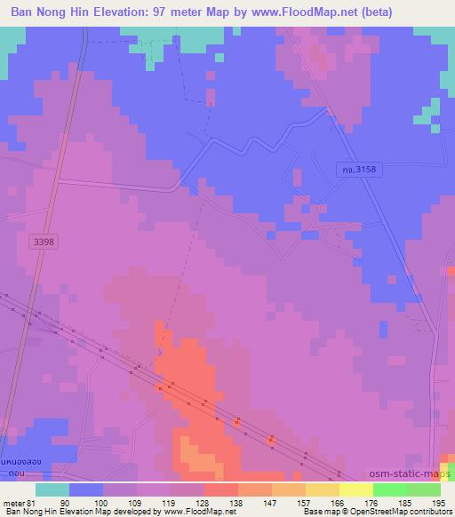 Ban Nong Hin,Thailand Elevation Map