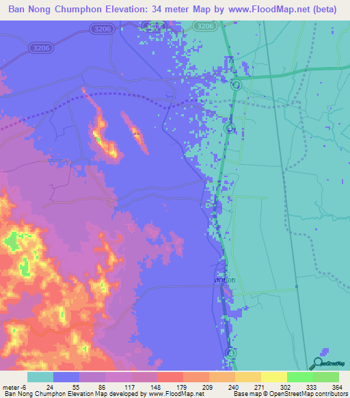 Ban Nong Chumphon,Thailand Elevation Map