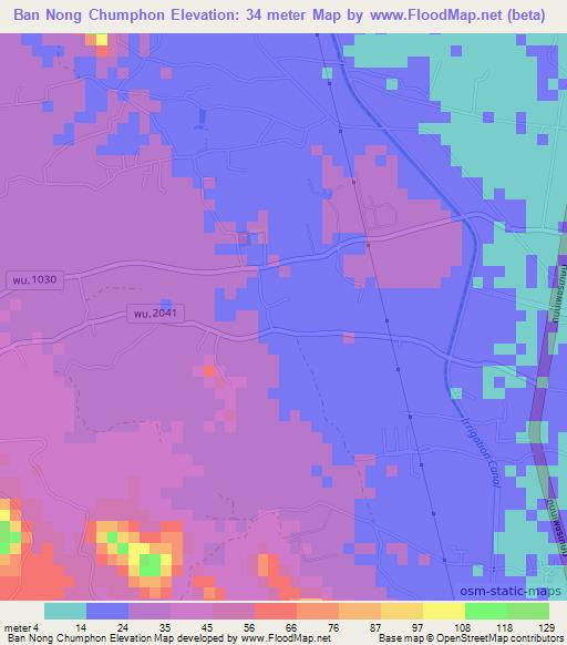 Ban Nong Chumphon,Thailand Elevation Map