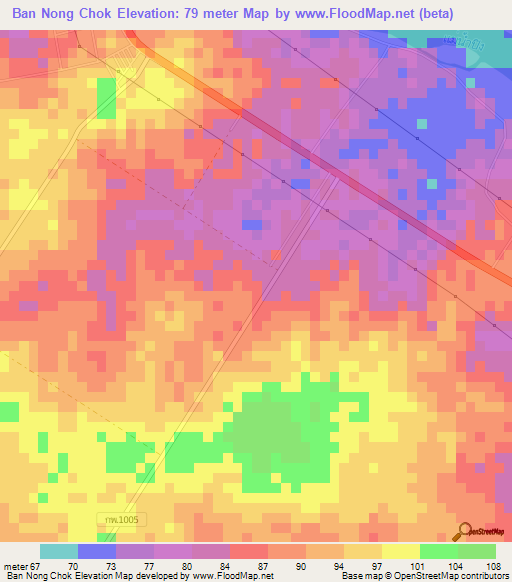 Ban Nong Chok,Thailand Elevation Map
