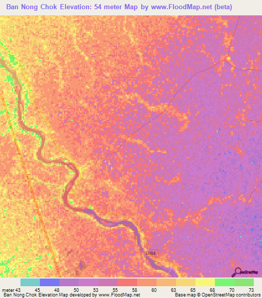 Ban Nong Chok,Thailand Elevation Map