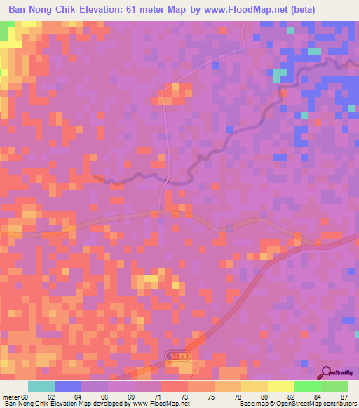 Ban Nong Chik,Thailand Elevation Map