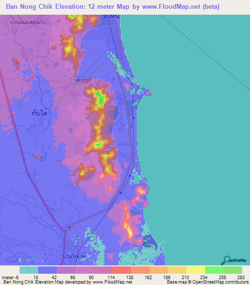 Ban Nong Chik,Thailand Elevation Map